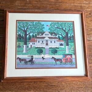Framed Vintage Style Artwork with Horses